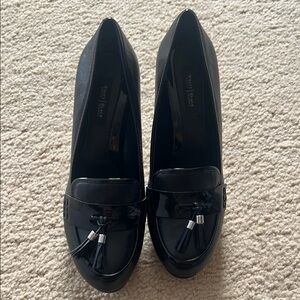 Women's Black Tassel Loafer heels